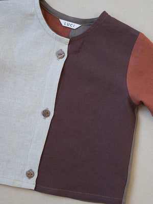 Buttoned Shirt | Colour block | Clay