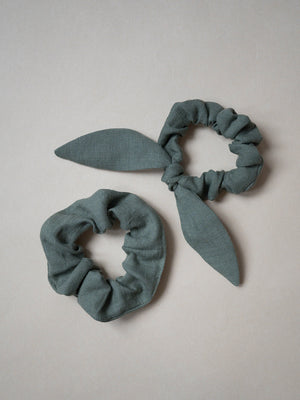 Linen Bow scrunchie - 100% linen - elastika za lase s pentljo - 100% lan
