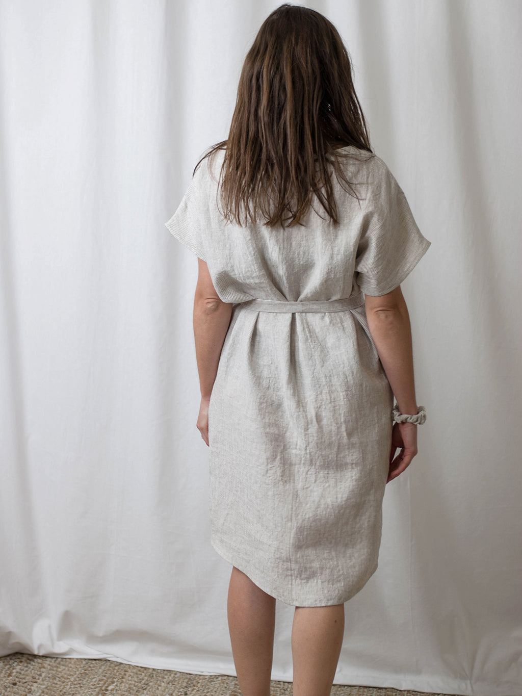 Belted linen dress - Ženska lanena obleka s pasom 