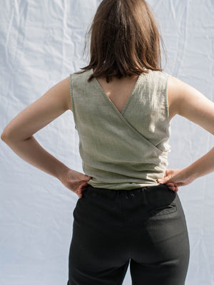 Reversible wrap top - 100 % linen - Lanena bluza na preklop