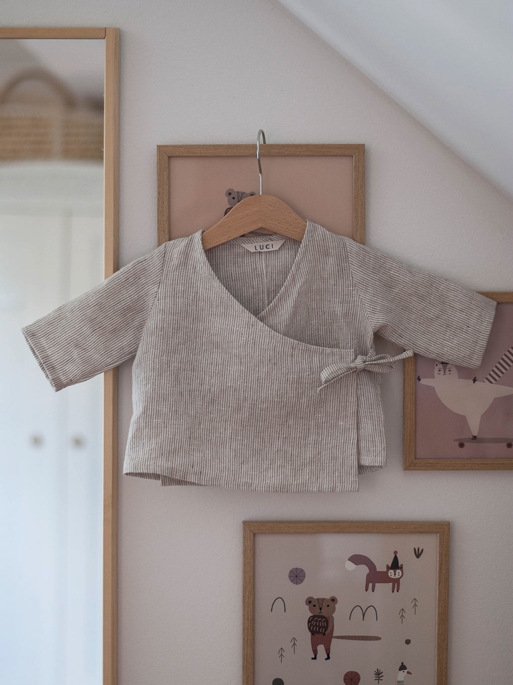 Baby Wrap Shirt - Lanena srajca na preklop za dojenčke - 100% linen - 100% lan