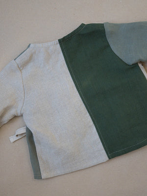 Wrap Shirt | Colour-block | Forest | One of a kind