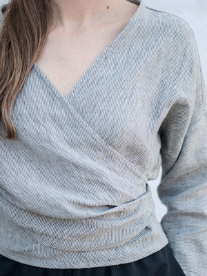 Reversible wrap top | long sleeve - Lanena bluza na preklop