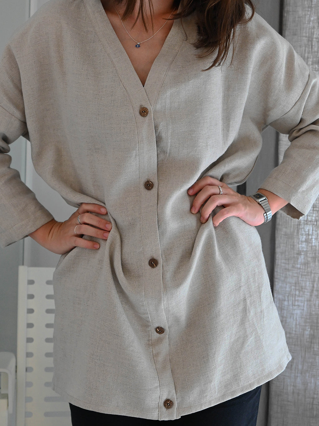 Linen tunic shirt - Lanena srajčna tunika - 100% linen