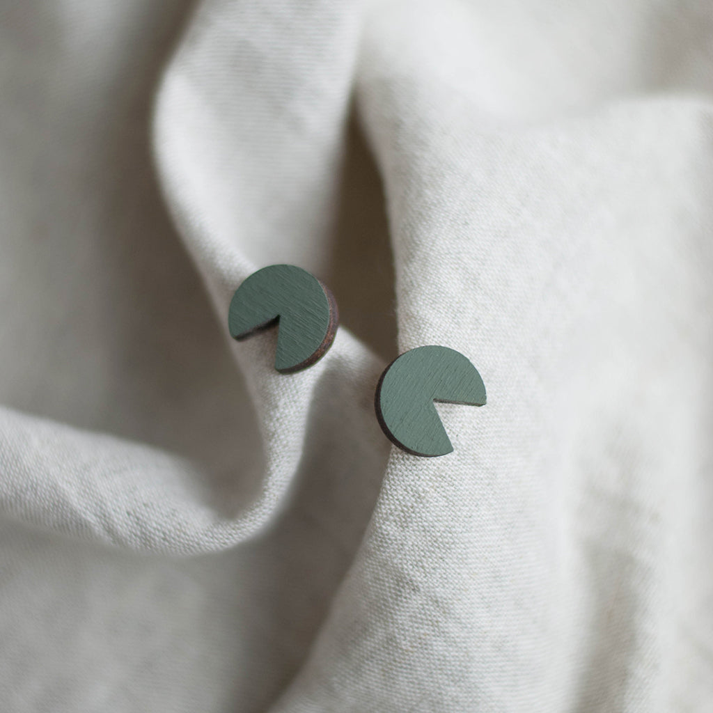 Minimal stud earrings | Cut out circle. Handmade in Slovenia.