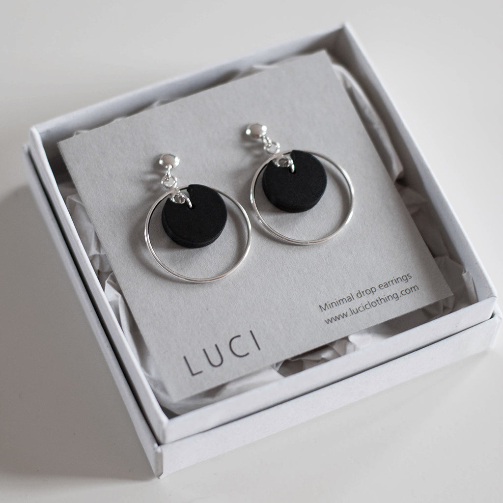 Minimal drop earrings | silver hoop II