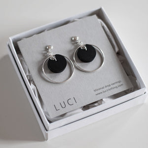 Minimal drop earrings | silver hoop II