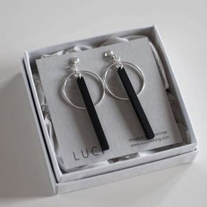 Minimal drop earrings | silver hoop I