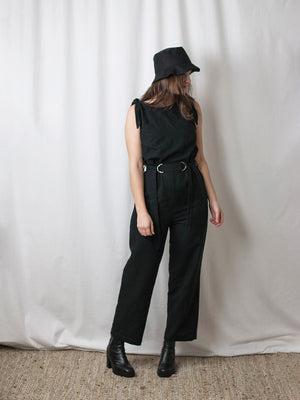 Linen black jumpsuit. Ethically made in Slovenia.