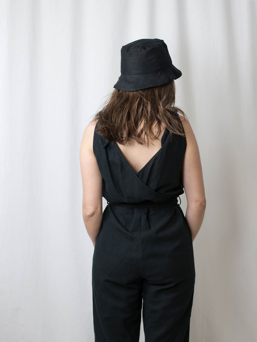 Linen black jumpsuit. Ethically made in Slovenia.
