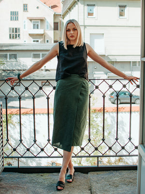 Wrapped pencil skirt | Linen version with pocket