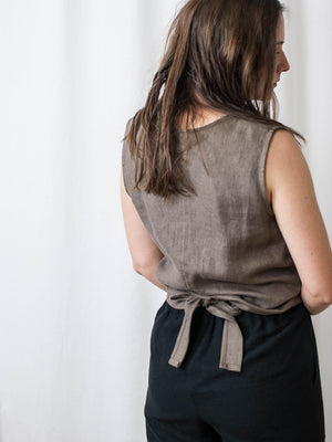 Reversible wrap top - 100 % linen - Lanena bluza na preklop