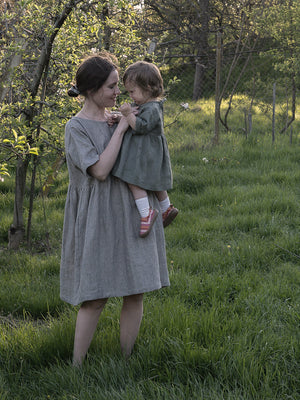 Oversized Linen Dress - Pregnancy and nursing friendly - Lanena obleka