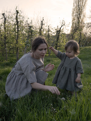 Oversized Linen Dress - Pregnancy and nursing friendly - Lanena obleka